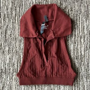 Urban Outfitters Maroon Collared Crop Top